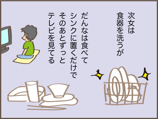 憂うつだった仕事で夜遅い夫の夕食の片付け。自分でやってもらうことにした理由とは？／しまえもん（4）