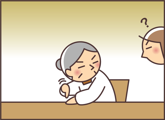 「あっ！」の後に恥ずかしそうにする義母。大正生まれの厳しい姑が今はおちゃめに／バニラファッジ（7）