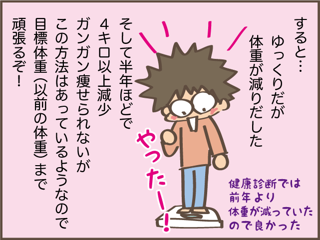 少しずつだけど体重が落ちてきた！面倒がりな私が続けられた理由／しまえもん（10）