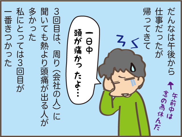 今回の副反応は頭痛...！ 新型コロナワクチン3回目接種／しまえもん（10）