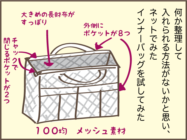 インナーバッグでぐちゃぐちゃのバッグがスッキリ！ でもひとつ残念なことが...／しまえもん（4）