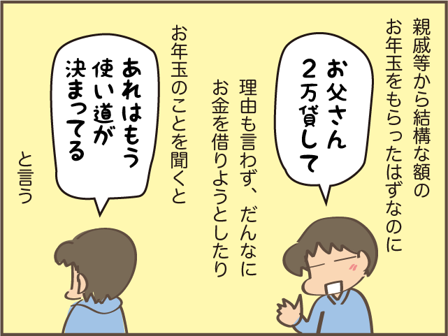 お年玉ももらったのに「2万貸して」⁉ お金をねだる次女に覚えた「違和感」の正体／しまえもん（1）