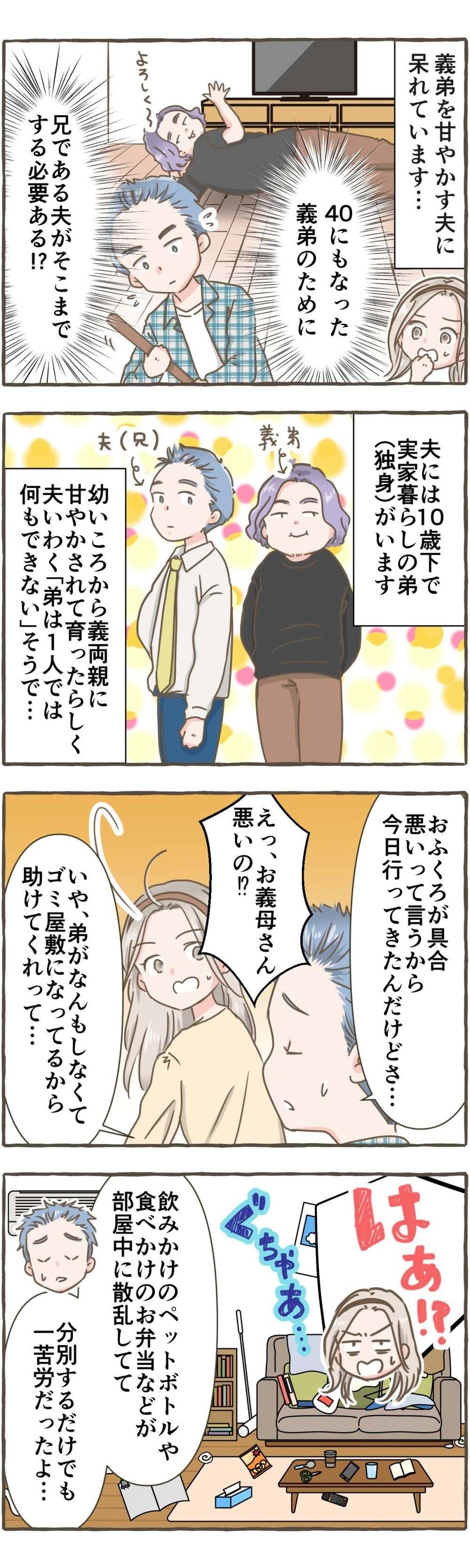 「40代・独身・実家暮らし」の義弟の面倒を見る!? 甘すぎる兄弟関係にうんざり【漫画】（2）
