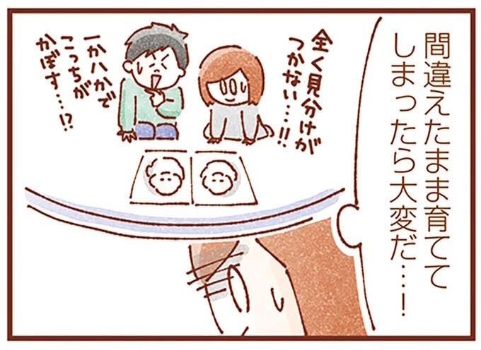 「一卵性双子を見分けられるのか？」出産前の母の不安。いざ生まれたら...んんん？／双子育児、ちょっぴり詰んでます！（1）