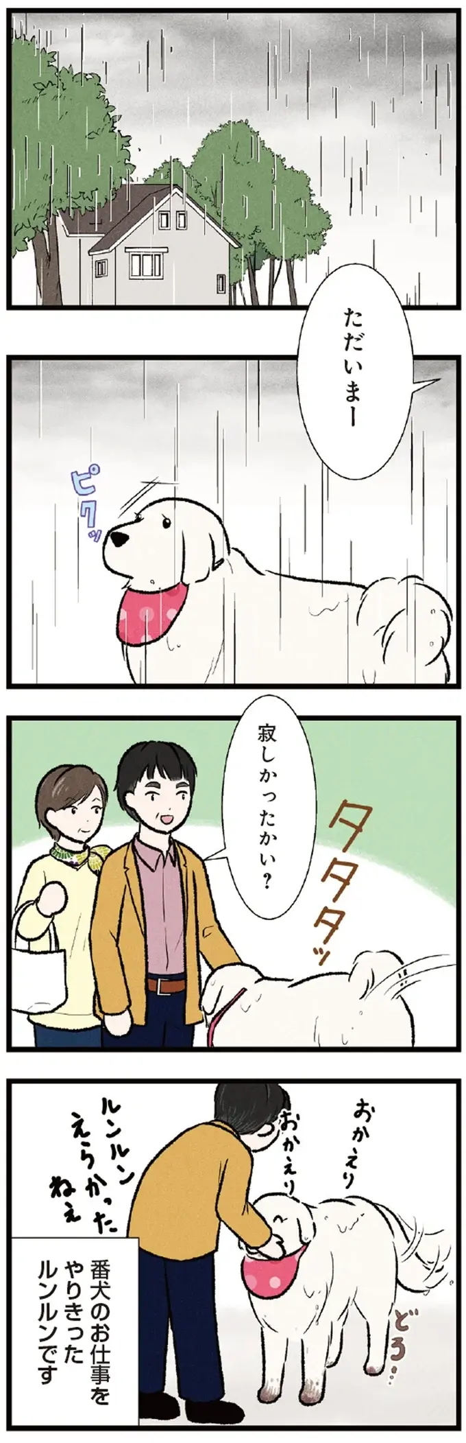 ちゃんと留守番ができた大型犬。番犬の役目を務めた姿が誇らしそうで／今日のルンルン（3）