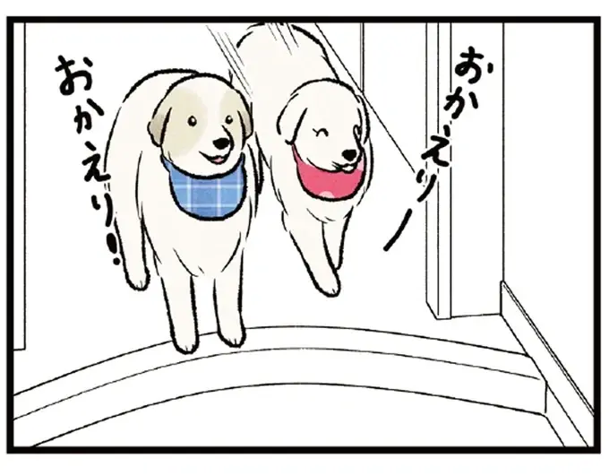 父が帰ると玄関でお出迎えする大型犬。息子が帰ると...え？／今日のルンルン（1）