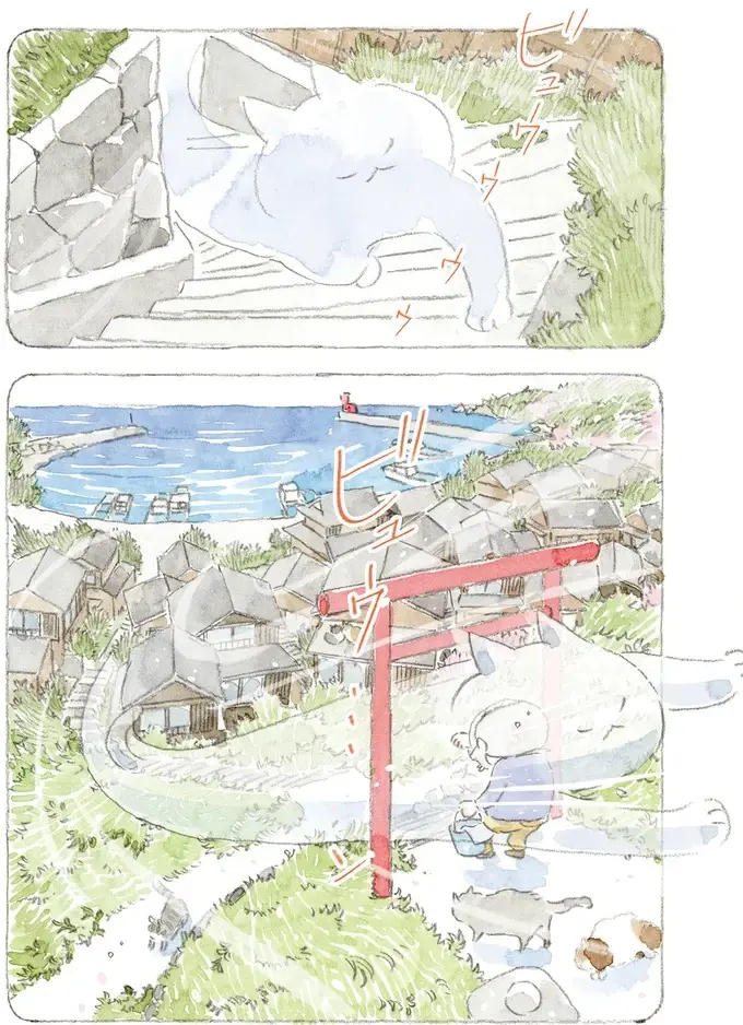 「海は荒れとるだろうなぁ」島の春に吹く猫疾風。まるで猫が駆け抜けていったよう／ねことじいちゃん12（7）