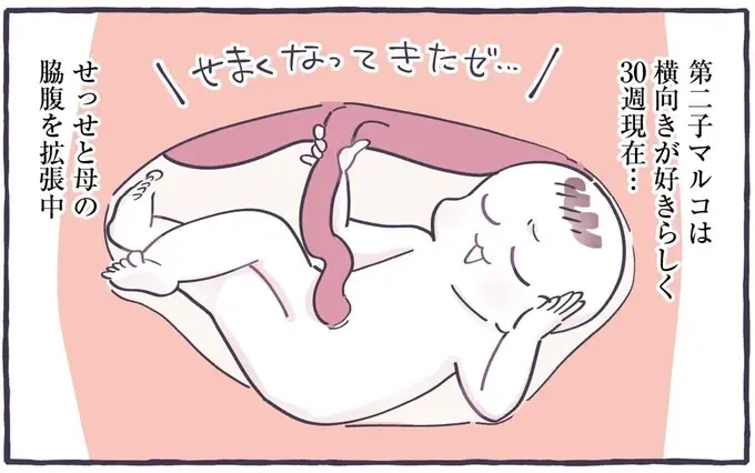 妊娠後期、予定通りに大きくなったお腹の「横側が痛い理由」は...ヴッ／るしこの子育て日記4（1）