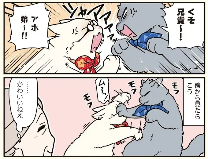 「かわいいねぇ」傍から見たら微笑ましい、猫兄弟の喧嘩／ブラック企業の社員が猫になって人生が変わった話8（4）