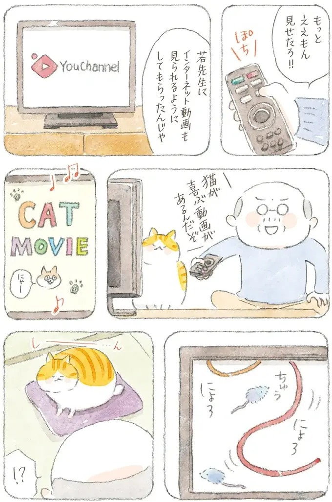 「猫とは奥深いものよ」猫が喜ぶという動画はスルーなのに、なぜこれに食いつく？／ねことじいちゃん12（8）