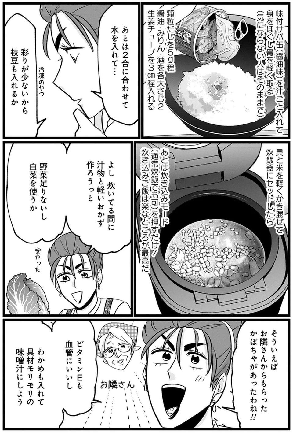 今日はサバ缶を使って炊き込みご飯。余ったにんじんでもう一品！／腸はなくとも食欲はある！（3）