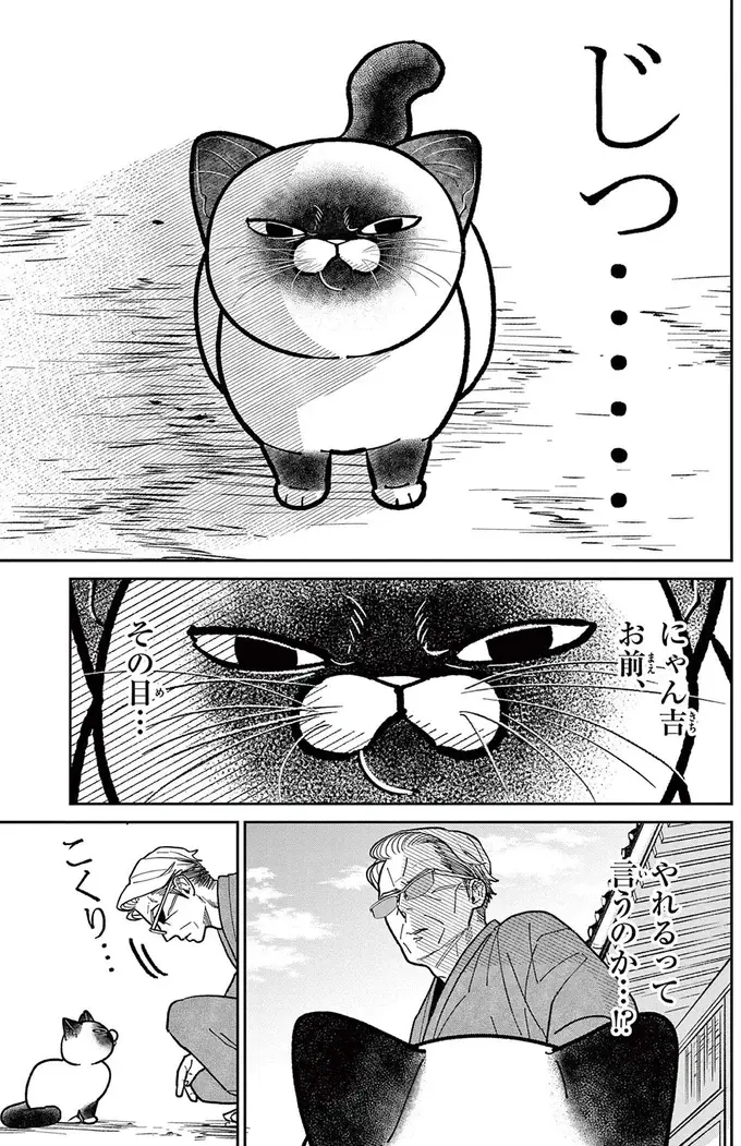 現役時代のライバルが連れてきた犬。野良猫のにゃん吉とのバトルの結果は...んん？／オヤジとにゃん吉（8）