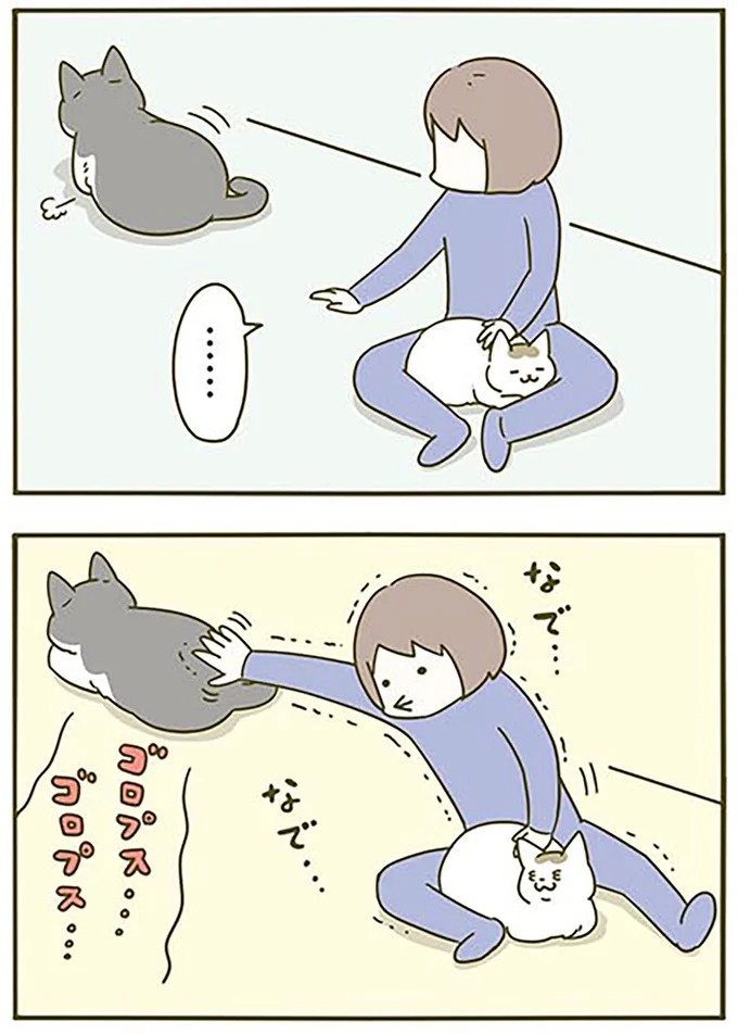 猫は、「無言なのにうるさい」。視界の端でちょっかいを出してきて…／うちの猫がまた変なことしてる。3（画像24/89枚目）
