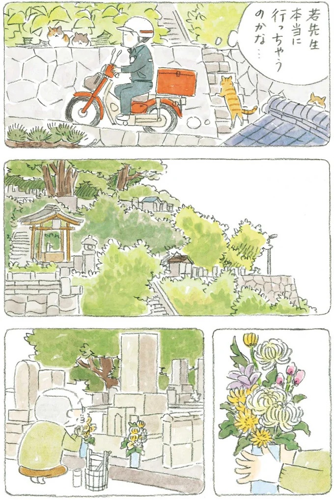 通り雨にじいちゃんと猫が仲良く雨宿り。ここは、じいちゃんとばあちゃんと猫の町／ねことじいちゃん4（画像76/187枚目）