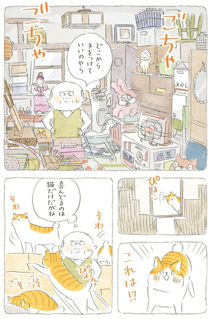 通り雨にじいちゃんと猫が仲良く雨宿り。ここは、じいちゃんとばあちゃんと猫の町／ねことじいちゃん4（画像159/187枚目）
