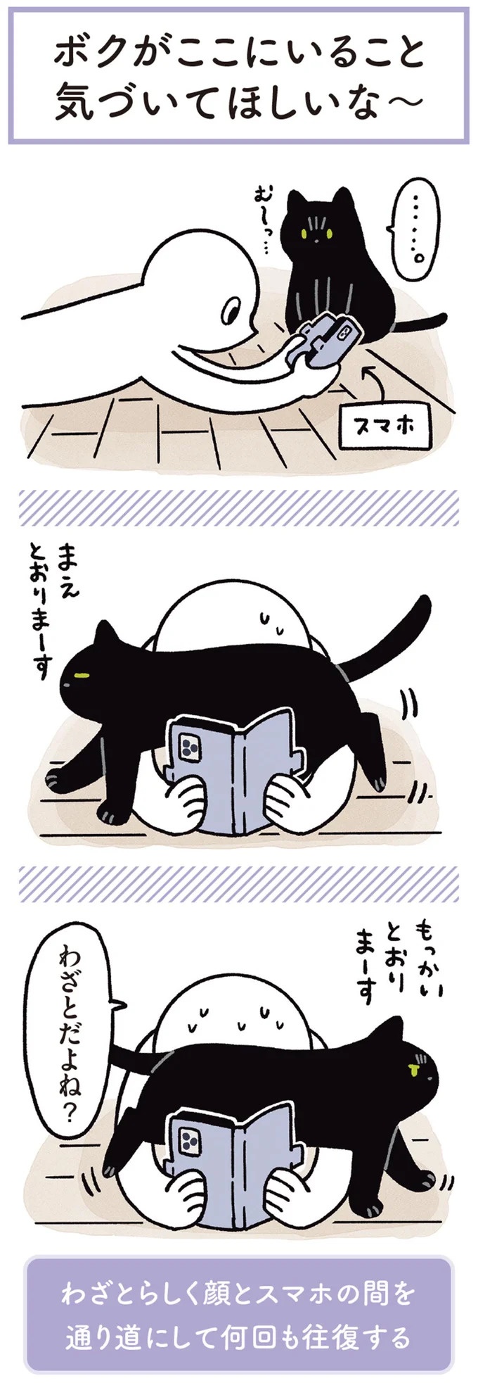「じゃ～ん！ぼくです！」という顔の猫。外出の妨害できるのが確実にわかってる…／黒猫ろんと暮らしたら3（画像4枚目）