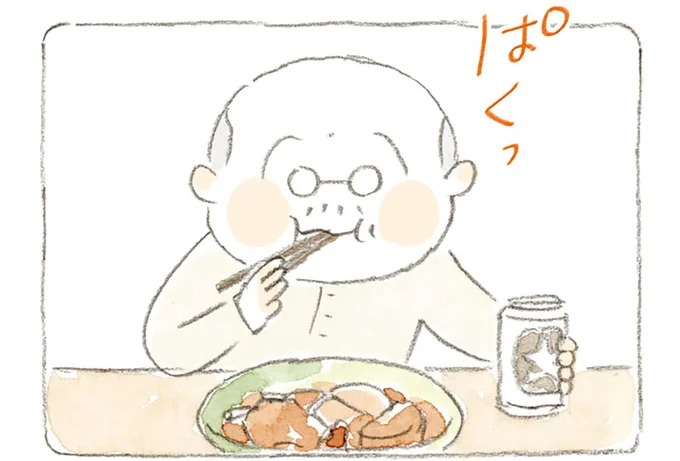 小さいイカをもらったじいちゃん。猫に甘えられながら、ご自慢レシピでイカ飯作り／ねことじいちゃん7